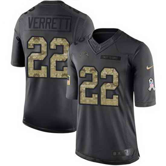 Nike Chargers #22 Jason Verrett Black Mens Stitched NFL Limited 2016 Salute to Service Jersey
